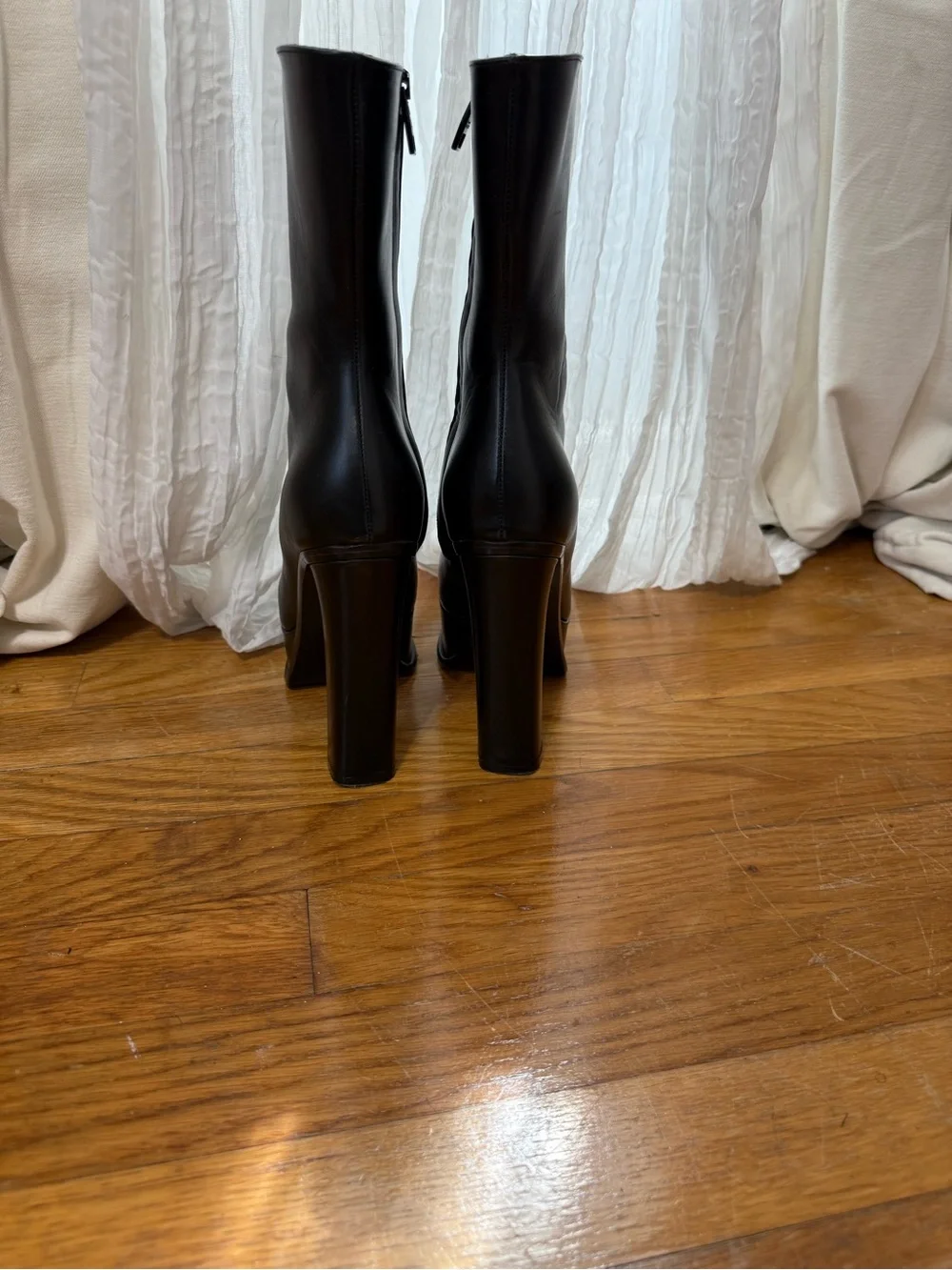 Alexander McQueen Black Leather Platform Ankle Boots